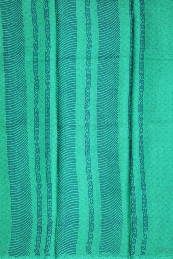Tussar Silk Saree In Green With Stripes Design