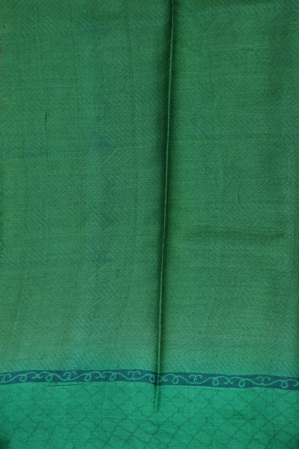 Tussar Silk Saree In Green With Stripes Design