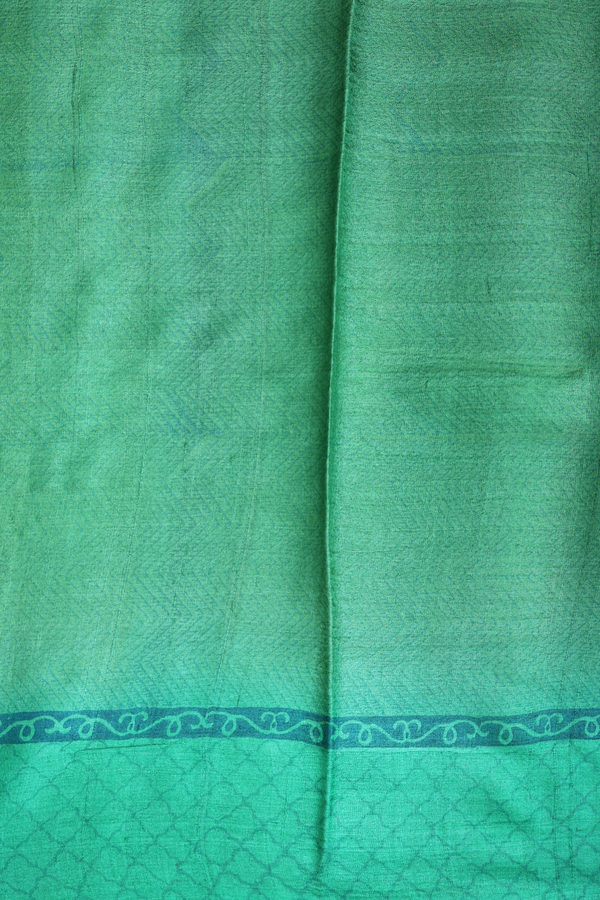 Tussar Silk Saree In Green With Stripes Design