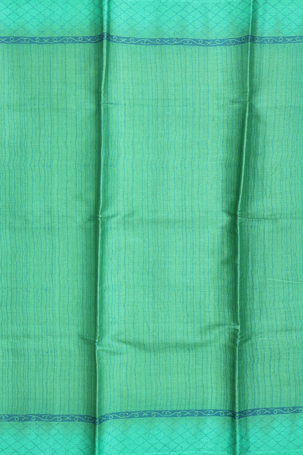 Tussar Silk Saree In Green With Stripes Design