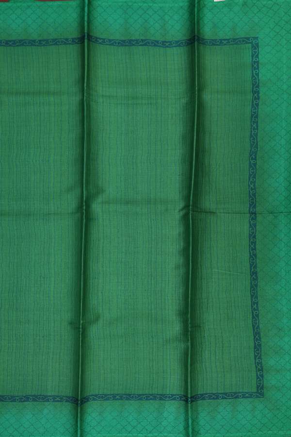 Tussar Silk Saree In Green With Stripes Design