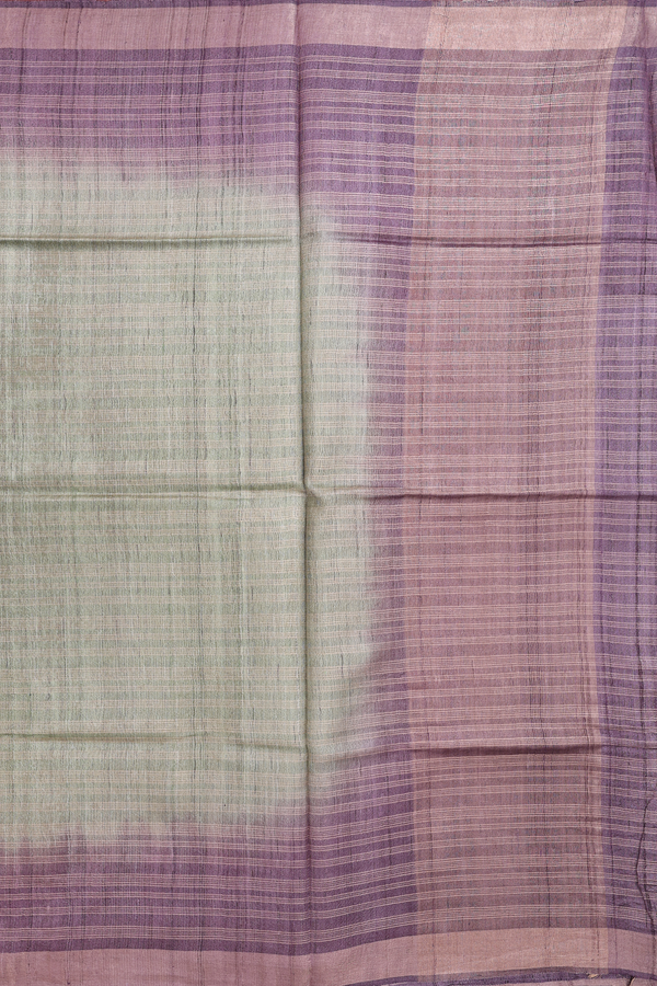 Tussar Silk Saree In Green With Stripes Design