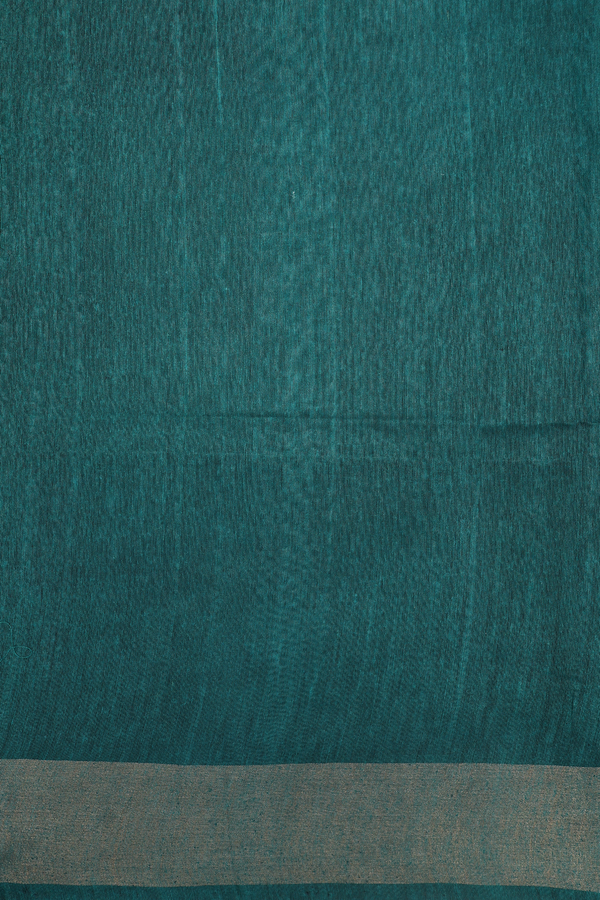 Tussar Silk Saree In Green With Threadwork Buttas