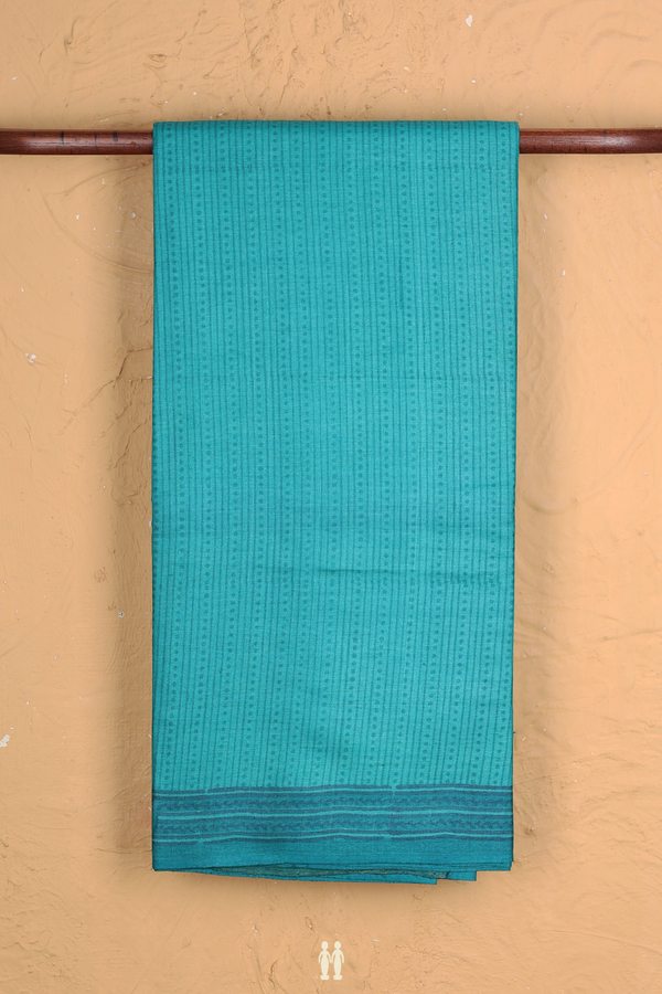 Tussar Silk Saree In Greenish Blue With Stripes Design