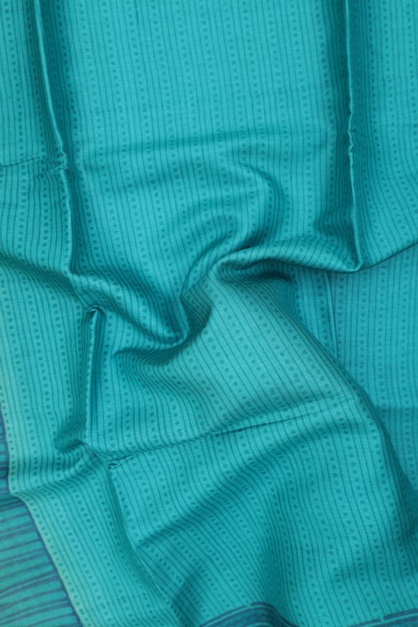 Tussar Silk Saree In Greenish Blue With Stripes Design