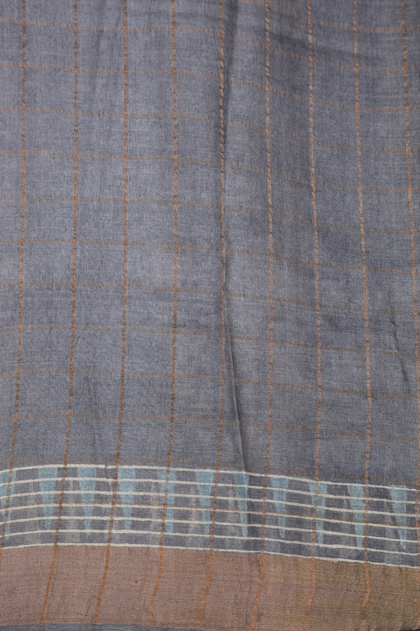 Tussar Silk Saree In Grey With Allover Design