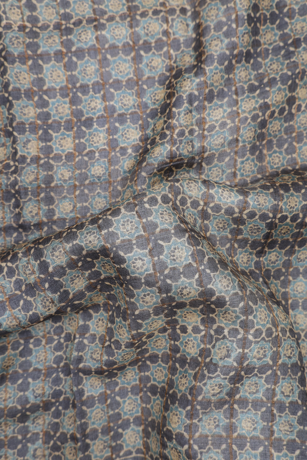 Tussar Silk Saree In Grey With Allover Design