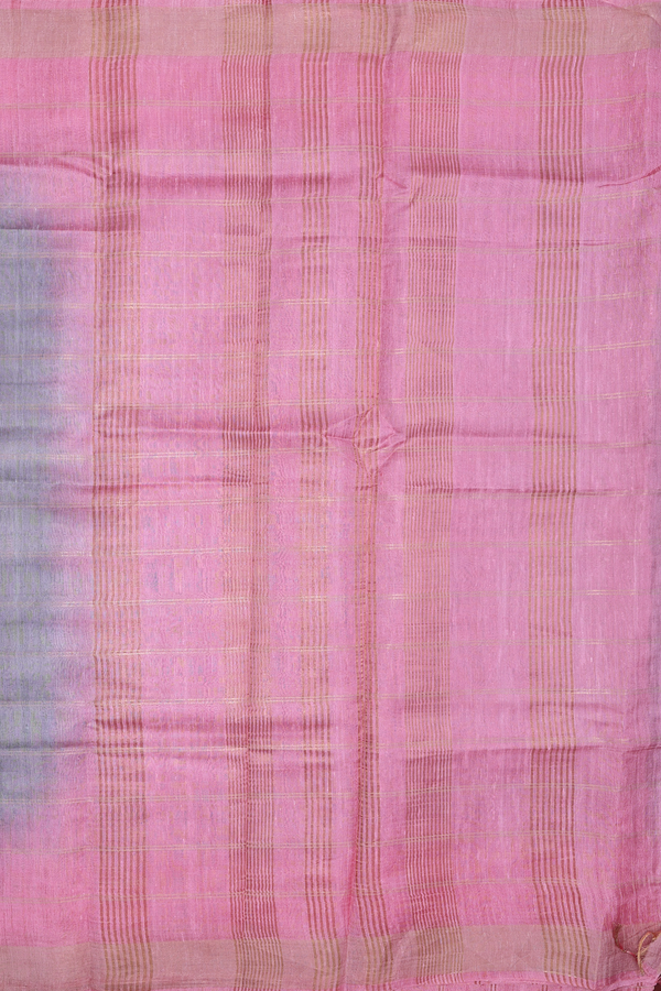 Tussar Silk Saree In Grey With Checks Design