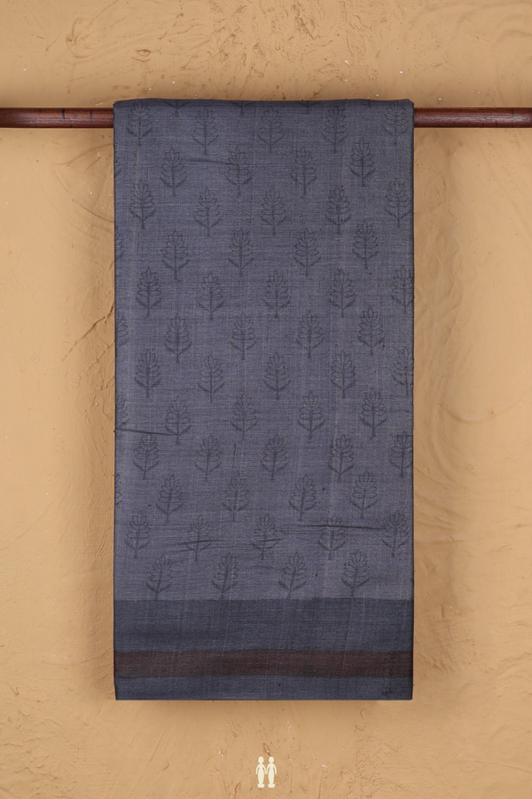 Tussar Silk Saree In Grey With Floral Design