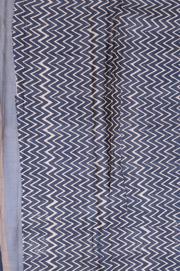 Tussar Silk Saree In Grey With Floral Design