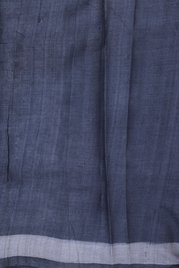 Tussar Silk Saree In Grey With Floral Design