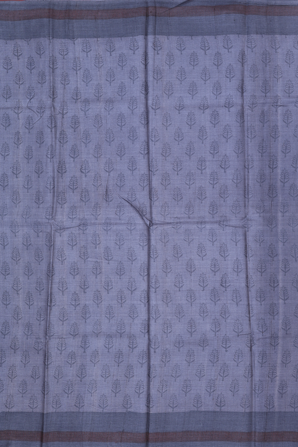 Tussar Silk Saree In Grey With Floral Design