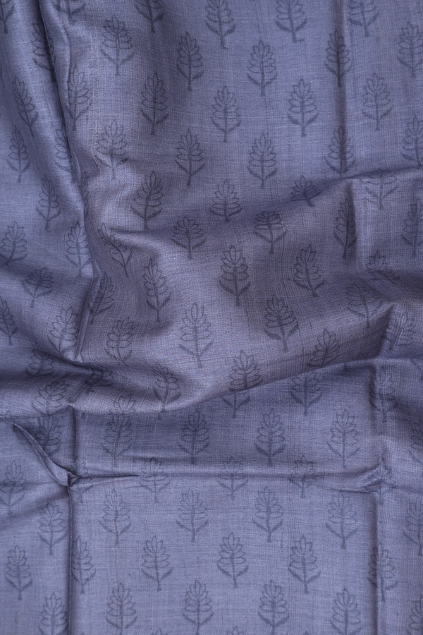 Tussar Silk Saree In Grey With Floral Design