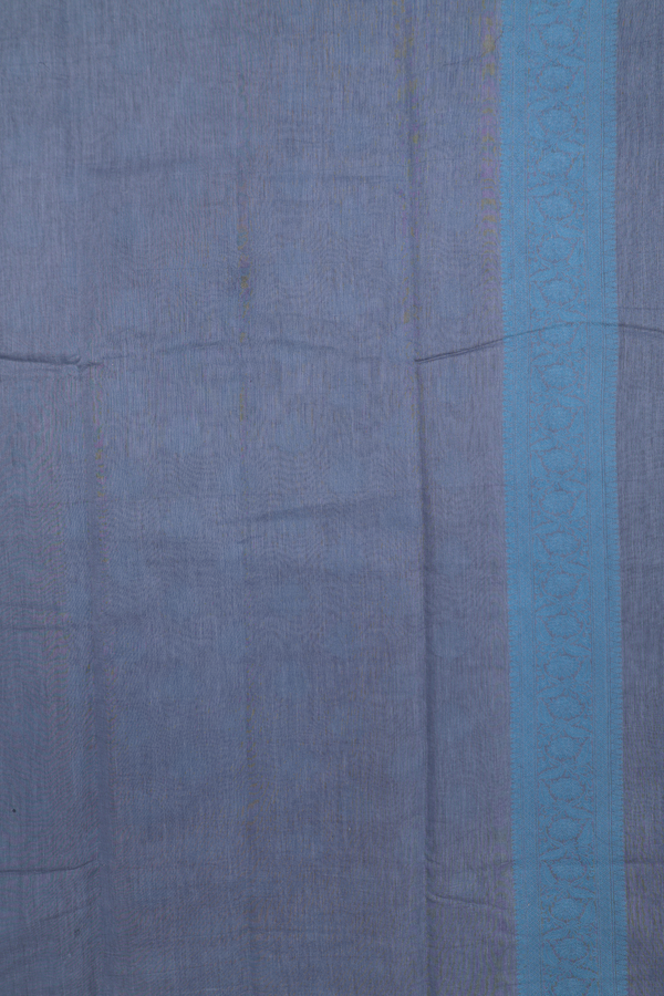 Tussar Silk Saree In Grey With Floral Threadwork Buttas