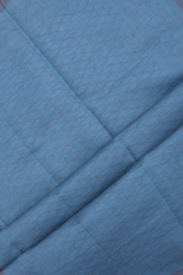 Tussar Silk Saree In Grey With Floral Threadwork Buttas