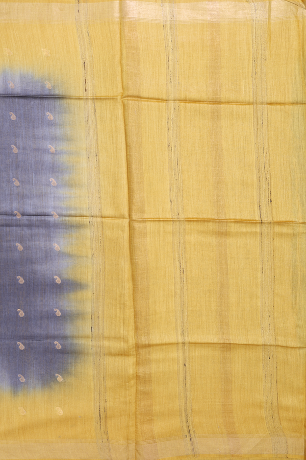 Tussar Silk Saree In Grey With Paisley Buttas
