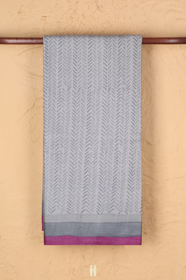 Tussar Silk Saree In Grey With Printed Design