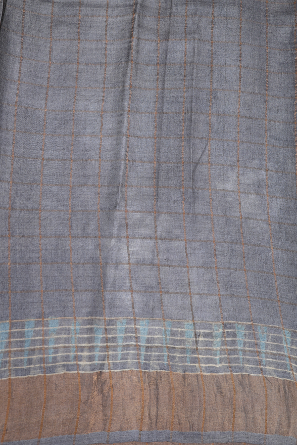 Tussar Silk Saree In Grey With Printed Design