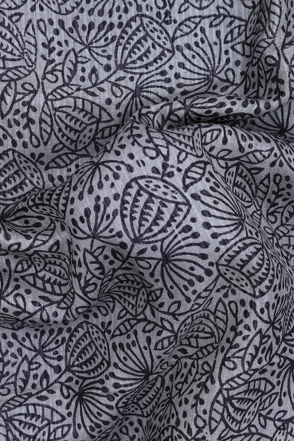 Tussar Silk Saree In Grey With Printed Design