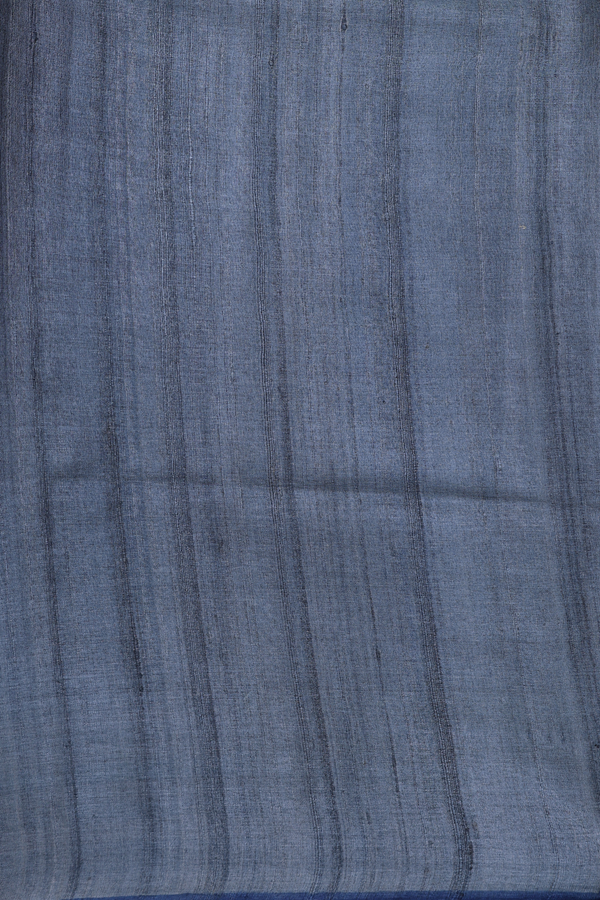 Tussar Silk Saree In Grey With Threadwork Buttas