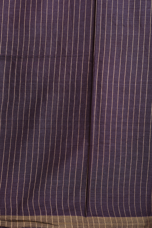 Tussar Silk Saree In Greyish Purple With Zari Buttas