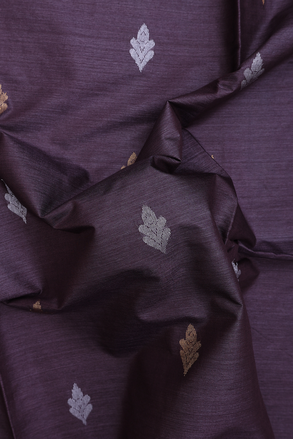 Tussar Silk Saree In Greyish Purple With Zari Buttas