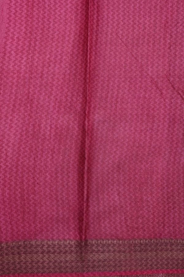 Tussar Silk Saree In Hibiscus Red With Floral Design
