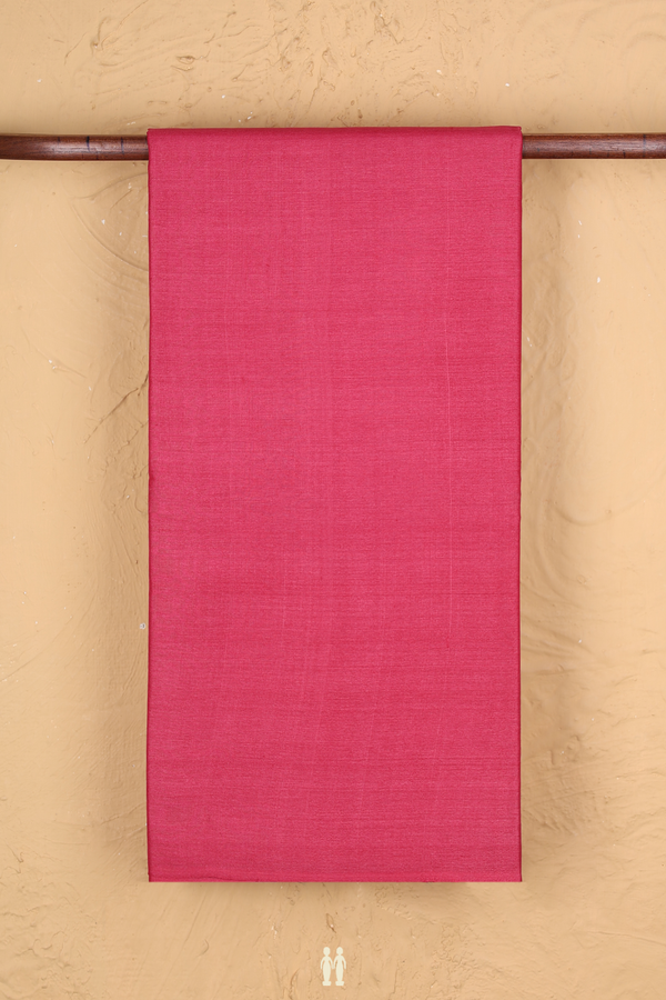 Tussar Silk Saree In Hibiscus Red With Plain