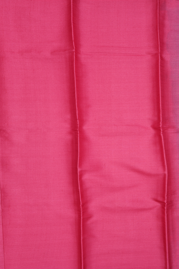 Tussar Silk Saree In Hibiscus Red With Plain
