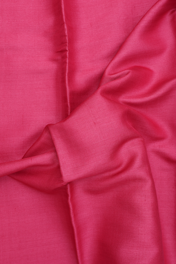 Tussar Silk Saree In Hibiscus Red With Plain