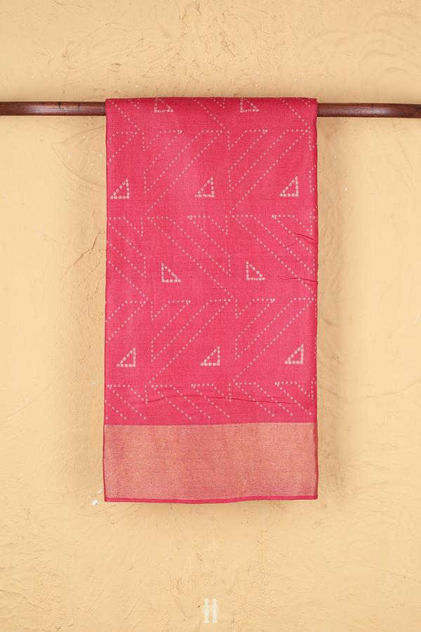 Tussar Silk Saree In Hibiscus Red With Allover Design