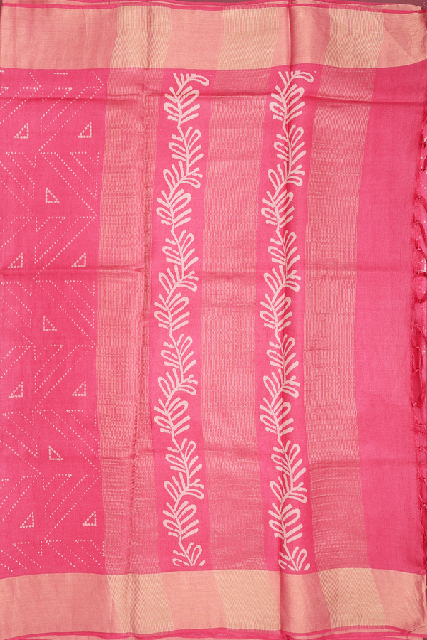 Tussar Silk Saree In Hibiscus Red With Allover Design