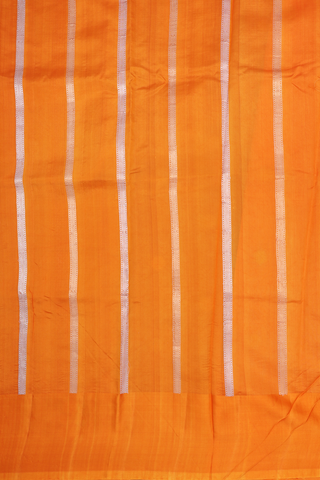 Tussar Silk Saree In Honey Orange With Floral Zari Buttas