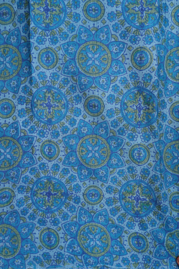 Tussar Silk Saree In Cobalt Blue With Printed Border