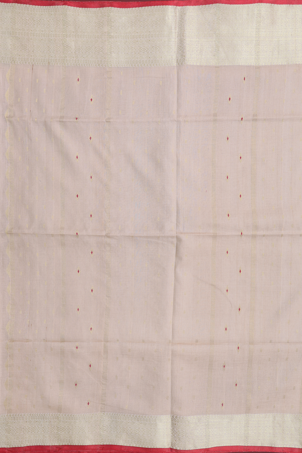 Tussar Silk Saree In Khaki With Zari Buttas