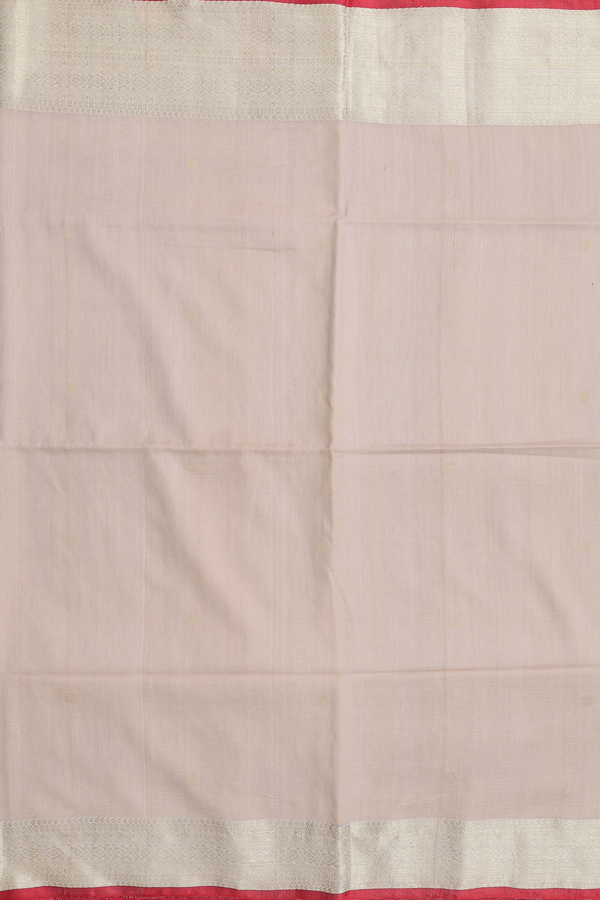 Tussar Silk Saree In Khaki With Zari Buttas