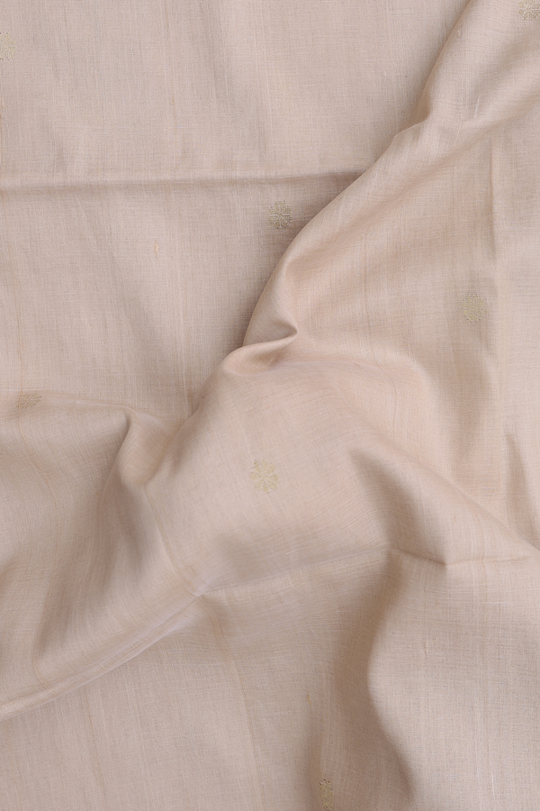 Tussar Silk Saree In Khaki With Zari Buttas