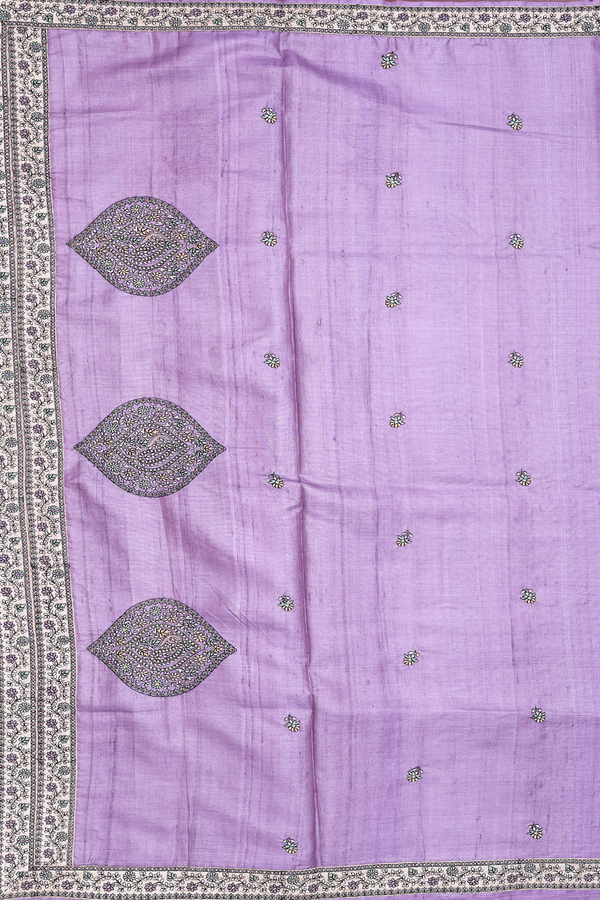 Tussar Silk Saree In Lavender With Floral Buttas