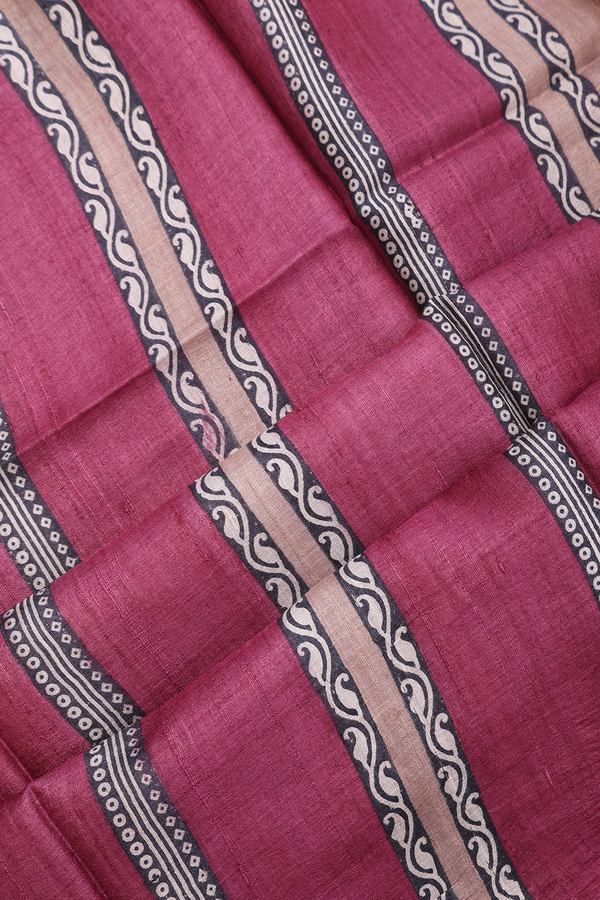 Tussar Silk Saree In Light Brown With Allover Floral Design