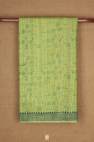 Tussar Silk Saree In Light Green With Allover Printed Design