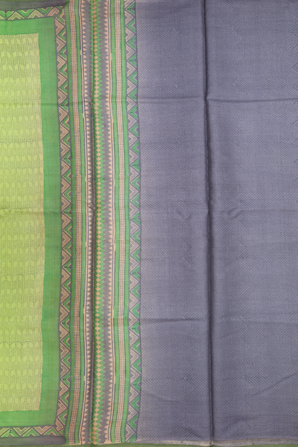 Tussar Silk Saree In Light Green With Allover Printed Design