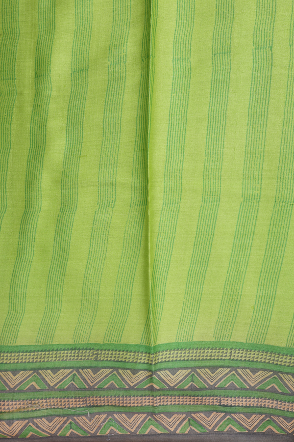 Tussar Silk Saree In Light Green With Allover Printed Design
