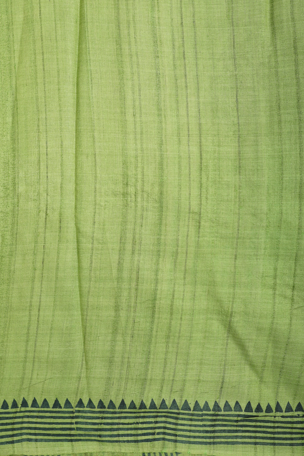Tussar Silk Saree In Light Green With Allover Printed Design