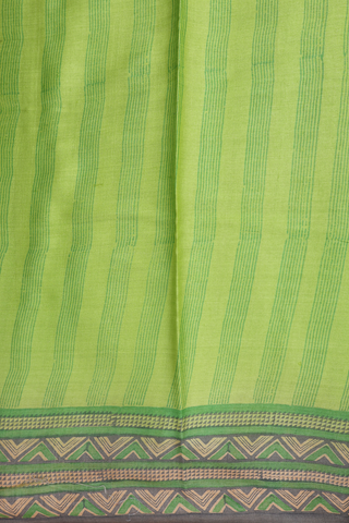 Tussar Silk Saree In Light Green With Allover Printed Design