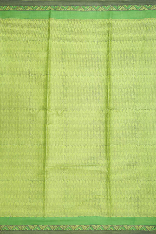 Tussar Silk Saree In Light Green With Allover Printed Design