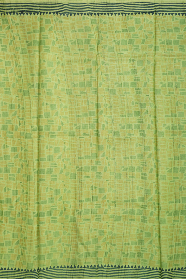 Tussar Silk Saree In Light Green With Allover Printed Design