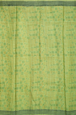 Tussar Silk Saree In Light Green With Allover Printed Design