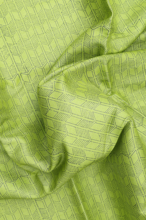 Tussar Silk Saree In Light Green With Allover Printed Design