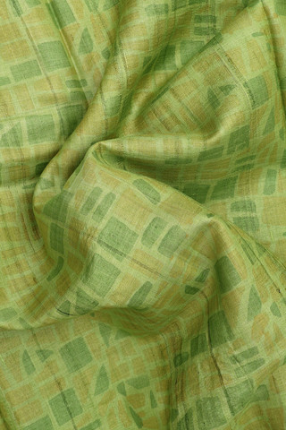 Tussar Silk Saree In Light Green With Allover Printed Design