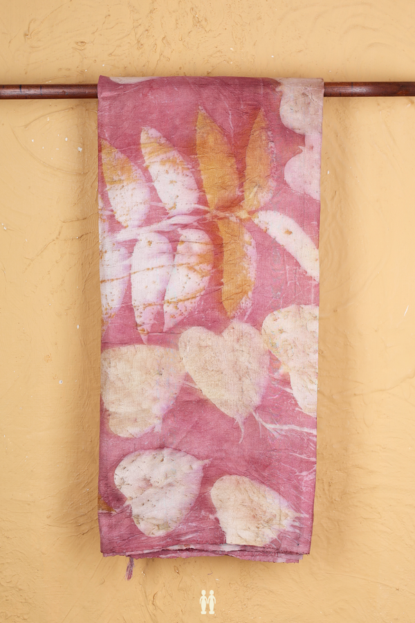 Tussar Silk Saree In Light Mauve With Leaf Design